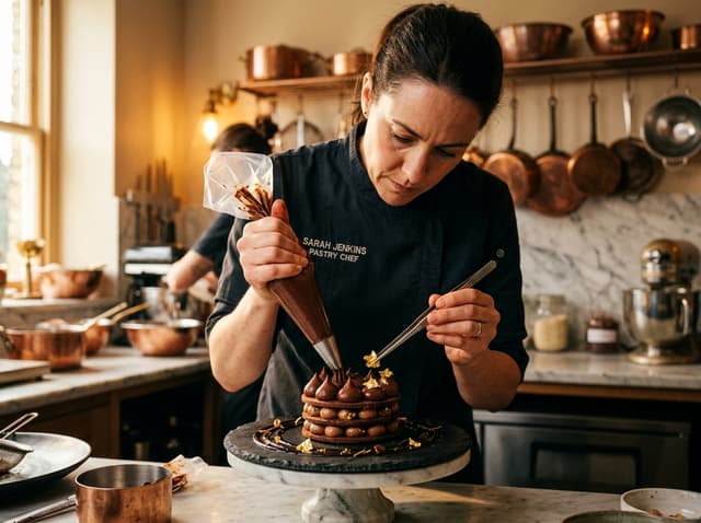 Master Pastry Chef Decorating Gourmet Desserts